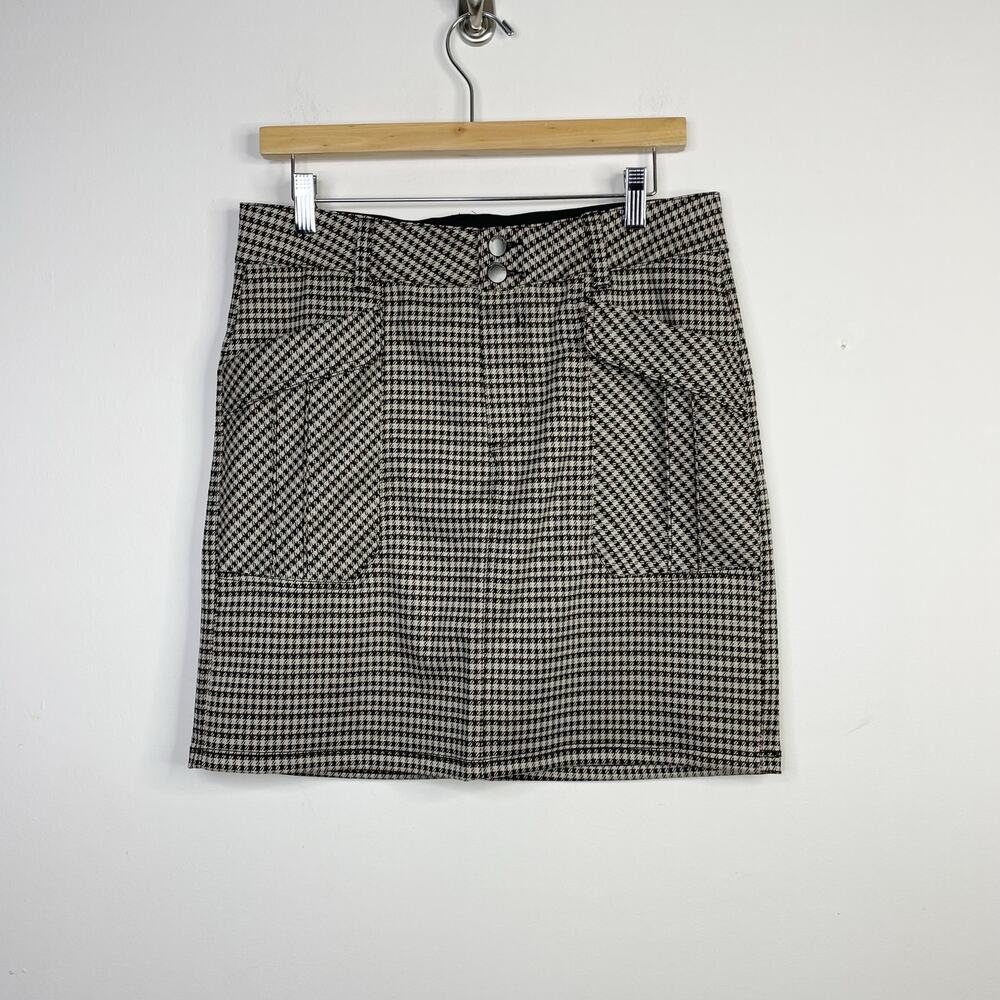 Democracy Ab-Solution Madeleine Houndstooth Ponte Knit Utility Short Skirt 8 new